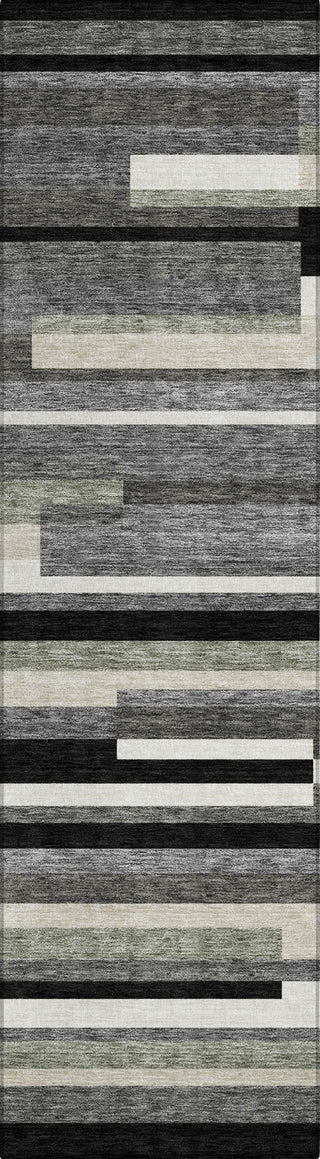 Piper Looms Chantille Stripes ACN766 Black Machine Washable Area Rug Runner Main Image