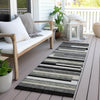 Piper Looms Chantille Stripes ACN766 Black Machine Washable Area Rug Runner Outdoor Lifestyle Image Feature