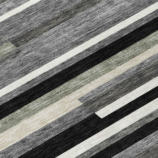 Piper Looms Chantille Stripes ACN766 Black Machine Washable Area Rug Swatch Image