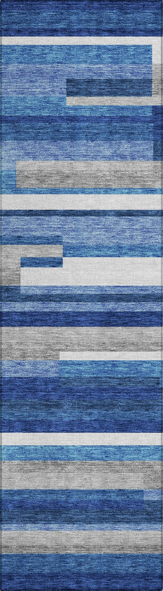 Piper Looms Chantille Stripes ACN766 Blue Machine Washable Area Rug Runner Main Image