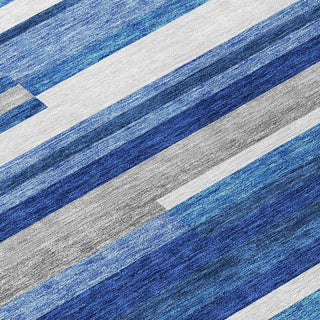 Piper Looms Chantille Stripes ACN766 Blue Machine Washable Area Rug Swatch Image