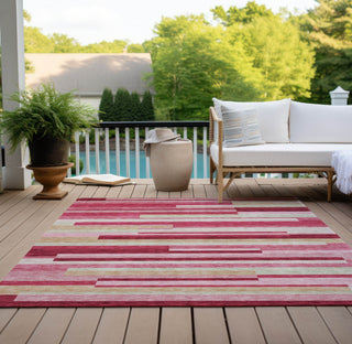Piper Looms Chantille Stripes ACN766 Blush Machine Washable Area Rug Outdoor Lifestyle Image Feature