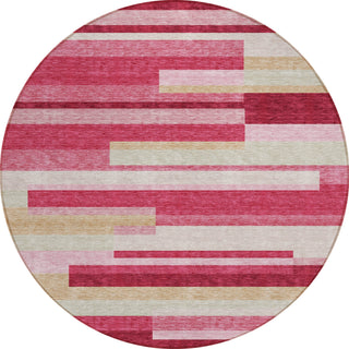 Piper Looms Chantille Stripes ACN766 Blush Machine Washable Area Rug Round Main Image