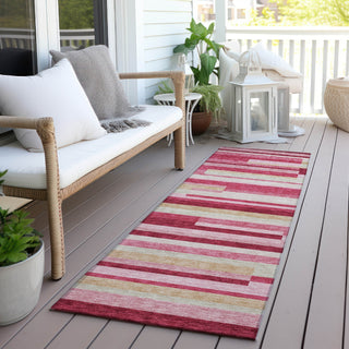 Piper Looms Chantille Stripes ACN766 Blush Machine Washable Area Rug Runner Outdoor Lifestyle Image Feature