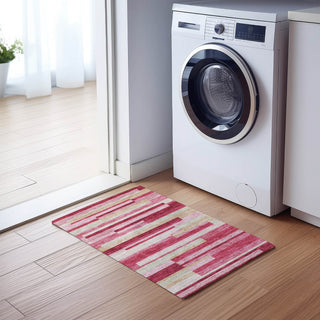 Piper Looms Chantille Stripes ACN766 Blush Machine Washable Area Rug Scatter Lifestyle Image Feature