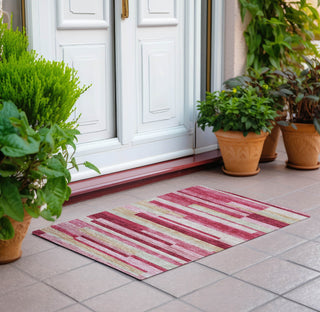 Piper Looms Chantille Stripes ACN766 Blush Machine Washable Area Rug Scatter Outdoor Lifestyle Image Feature