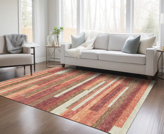 Piper Looms Chantille Stripes ACN766 Coral Machine Washable Area Rug Lifestyle Image Feature