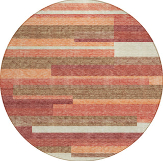 Piper Looms Chantille Stripes ACN766 Coral Machine Washable Area Rug Round Main Image