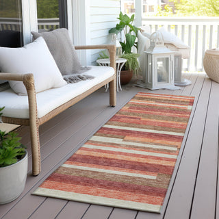 Piper Looms Chantille Stripes ACN766 Coral Machine Washable Area Rug Runner Outdoor Lifestyle Image Feature