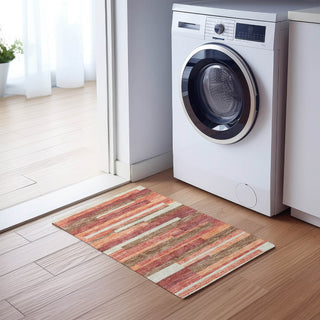 Piper Looms Chantille Stripes ACN766 Coral Machine Washable Area Rug Scatter Lifestyle Image Feature
