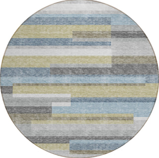 Piper Looms Chantille Stripes ACN766 Gray Machine Washable Area Rug Round Main Image