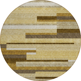 Piper Looms Chantille Stripes ACN766 Khaki Machine Washable Area Rug Round Main Image