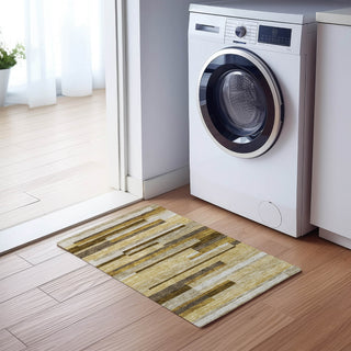 Piper Looms Chantille Stripes ACN766 Khaki Machine Washable Area Rug Scatter Lifestyle Image Feature