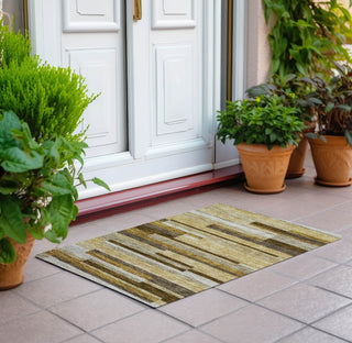 Piper Looms Chantille Stripes ACN766 Khaki Machine Washable Area Rug Scatter Outdoor Lifestyle Image Feature