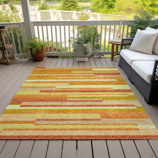 Piper Looms Chantille Stripes ACN766 Orange Machine Washable Area Rug Outdoor Lifestyle Image Feature