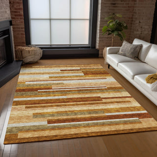 Piper Looms Chantille Stripes ACN766 Paprika Machine Washable Area Rug Lifestyle Image Feature