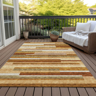 Piper Looms Chantille Stripes ACN766 Paprika Machine Washable Area Rug Outdoor Lifestyle Image Feature
