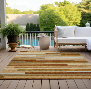 Piper Looms Chantille Stripes ACN766 Paprika Machine Washable Area Rug Outdoor Lifestyle Image Feature
