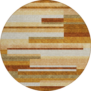 Piper Looms Chantille Stripes ACN766 Paprika Machine Washable Area Rug Round Main Image