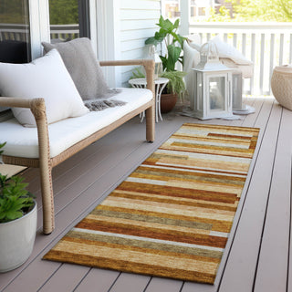 Piper Looms Chantille Stripes ACN766 Paprika Machine Washable Area Rug Runner Outdoor Lifestyle Image Feature