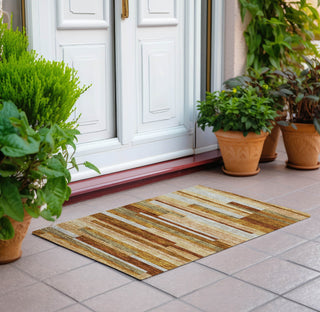 Piper Looms Chantille Stripes ACN766 Paprika Machine Washable Area Rug Scatter Outdoor Lifestyle Image Feature