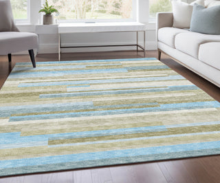 Piper Looms Chantille Stripes ACN766 Sky Machine Washable Area Rug Lifestyle Image Feature