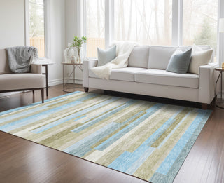 Piper Looms Chantille Stripes ACN766 Sky Machine Washable Area Rug Lifestyle Image Feature