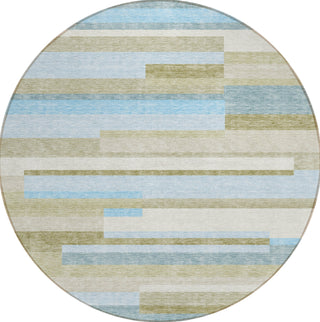 Piper Looms Chantille Stripes ACN766 Sky Machine Washable Area Rug Round Main Image