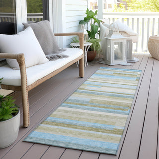 Piper Looms Chantille Stripes ACN766 Sky Machine Washable Area Rug Runner Outdoor Lifestyle Image Feature