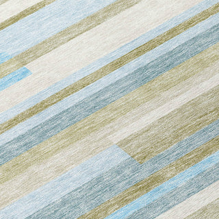 Piper Looms Chantille Stripes ACN766 Sky Machine Washable Area Rug Swatch Image