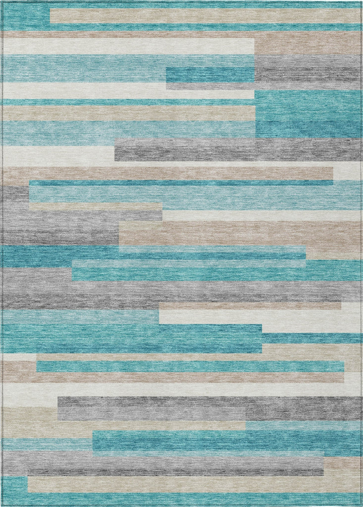 Piper Looms Chantille Stripes ACN766 Teal Machine Washable Area Rug main image