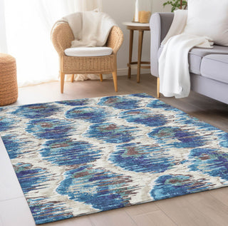 Piper Looms Chantille Diamond ACN767 Blue Machine Washable Area Rug Lifestyle Image Feature