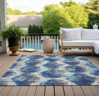 Piper Looms Chantille Diamond ACN767 Blue Machine Washable Area Rug Outdoor Lifestyle Image Feature