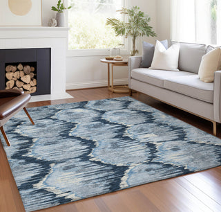Piper Looms Chantille Diamond ACN767 Navy Machine Washable Area Rug Lifestyle Image Feature