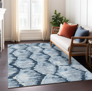 Piper Looms Chantille Diamond ACN767 Navy Machine Washable Area Rug Lifestyle Image Feature