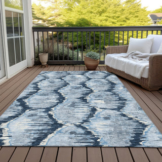 Piper Looms Chantille Diamond ACN767 Navy Machine Washable Area Rug Outdoor Lifestyle Image Feature