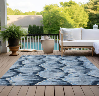 Piper Looms Chantille Diamond ACN767 Navy Machine Washable Area Rug Outdoor Lifestyle Image Feature
