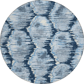 Piper Looms Chantille Diamond ACN767 Navy Machine Washable Area Rug Round Main Image