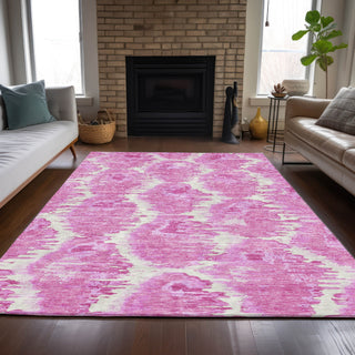 Piper Looms Chantille Diamond ACN767 Pink Machine Washable Area Rug Lifestyle Image Feature