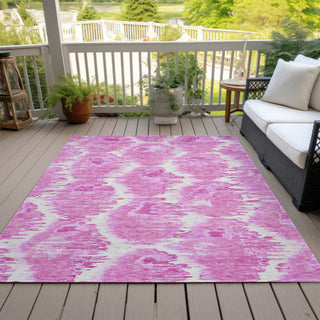 Piper Looms Chantille Diamond ACN767 Pink Machine Washable Area Rug Outdoor Lifestyle Image Feature