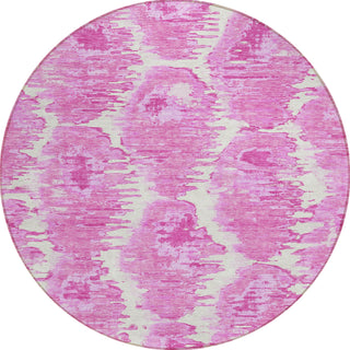 Piper Looms Chantille Diamond ACN767 Pink Machine Washable Area Rug Round Main Image