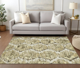 Piper Looms Chantille Diamond ACN767 Taupe Machine Washable Area Rug Lifestyle Image Feature