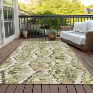 Piper Looms Chantille Diamond ACN767 Taupe Machine Washable Area Rug Outdoor Lifestyle Image Feature