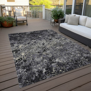 Piper Looms Chantille Diamond ACN768 Black Machine Washable Area Rug Outdoor Lifestyle Image Feature