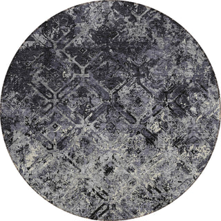 Piper Looms Chantille Diamond ACN768 Black Machine Washable Area Rug Round Main Image