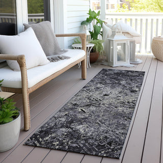 Piper Looms Chantille Diamond ACN768 Black Machine Washable Area Rug Runner Outdoor Lifestyle Image Feature