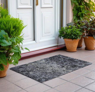 Piper Looms Chantille Diamond ACN768 Black Machine Washable Area Rug Scatter Outdoor Lifestyle Image Feature