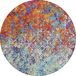 Piper Looms Chantille Diamond ACN768 Copper Machine Washable Area Rug Round Main Image