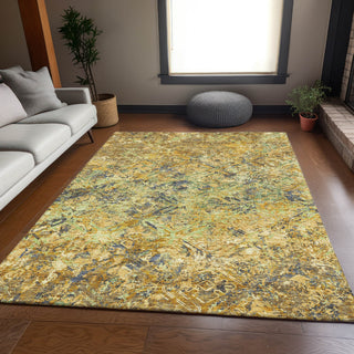 Piper Looms Chantille Diamond ACN768 Gold Machine Washable Area Rug Lifestyle Image Feature