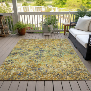 Piper Looms Chantille Diamond ACN768 Gold Machine Washable Area Rug Outdoor Lifestyle Image Feature